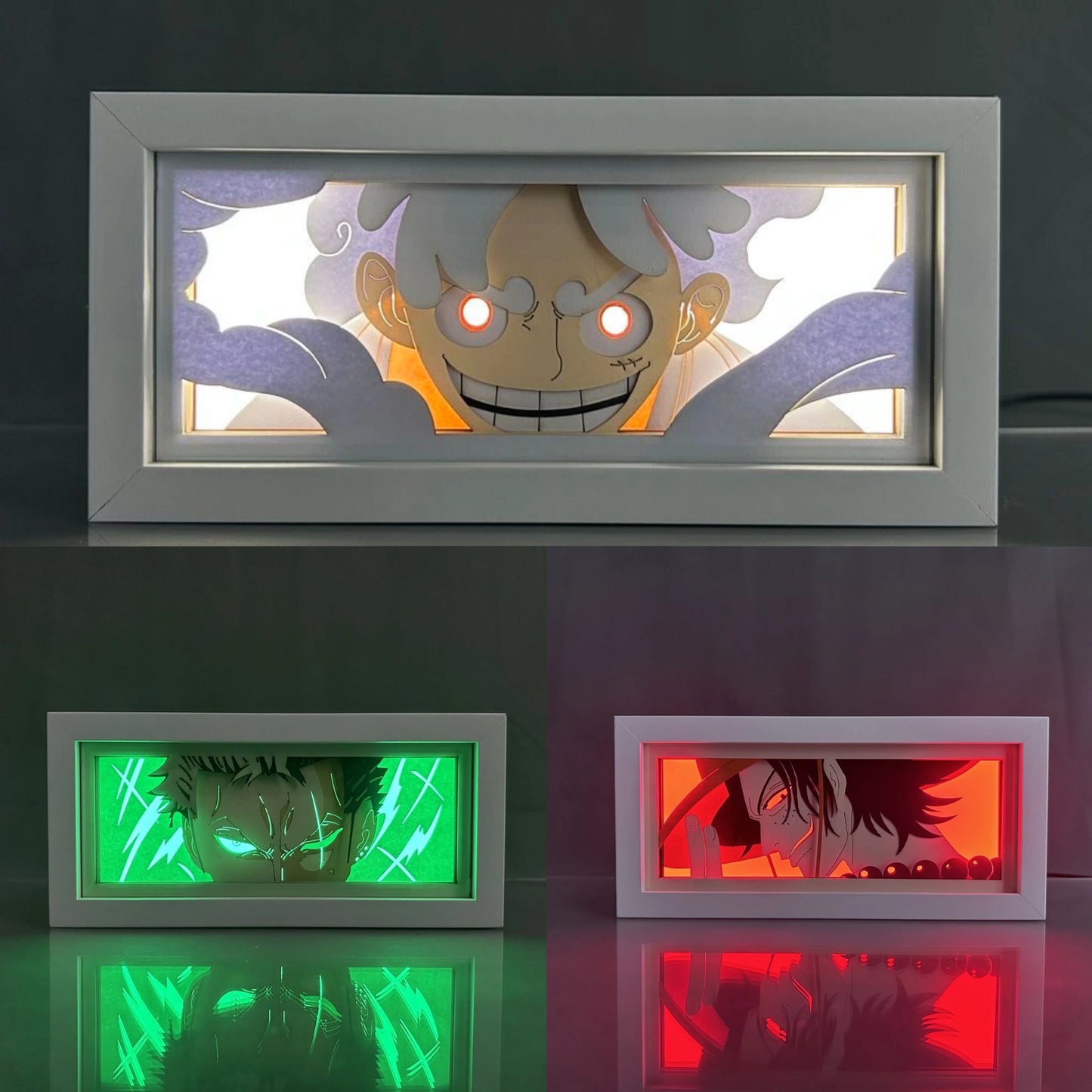 9 Styles One Piece Night Light Paper Carving Lamp Anime Figure Nika Luffy Roronoa Zoro Ace Model Bedroom Decoration Toy Gift