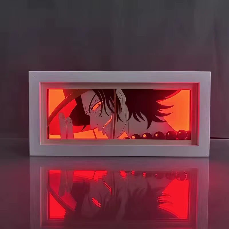 9 Styles One Piece Night Light Paper Carving Lamp Anime Figure Nika Luffy Roronoa Zoro Ace Model Bedroom Decoration Toy Gift