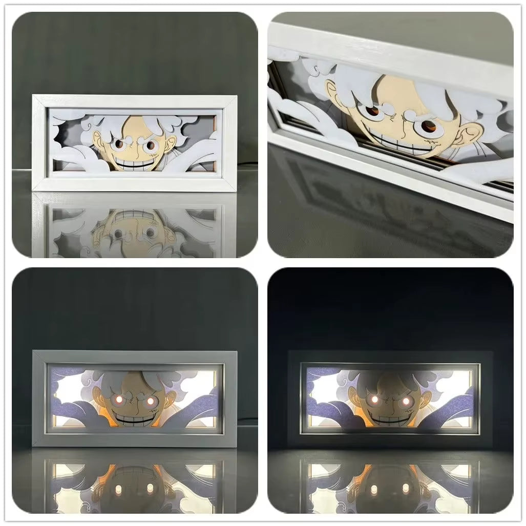 9 Styles One Piece Night Light Paper Carving Lamp Anime Figure Nika Luffy Roronoa Zoro Ace Model Bedroom Decoration Toy Gift