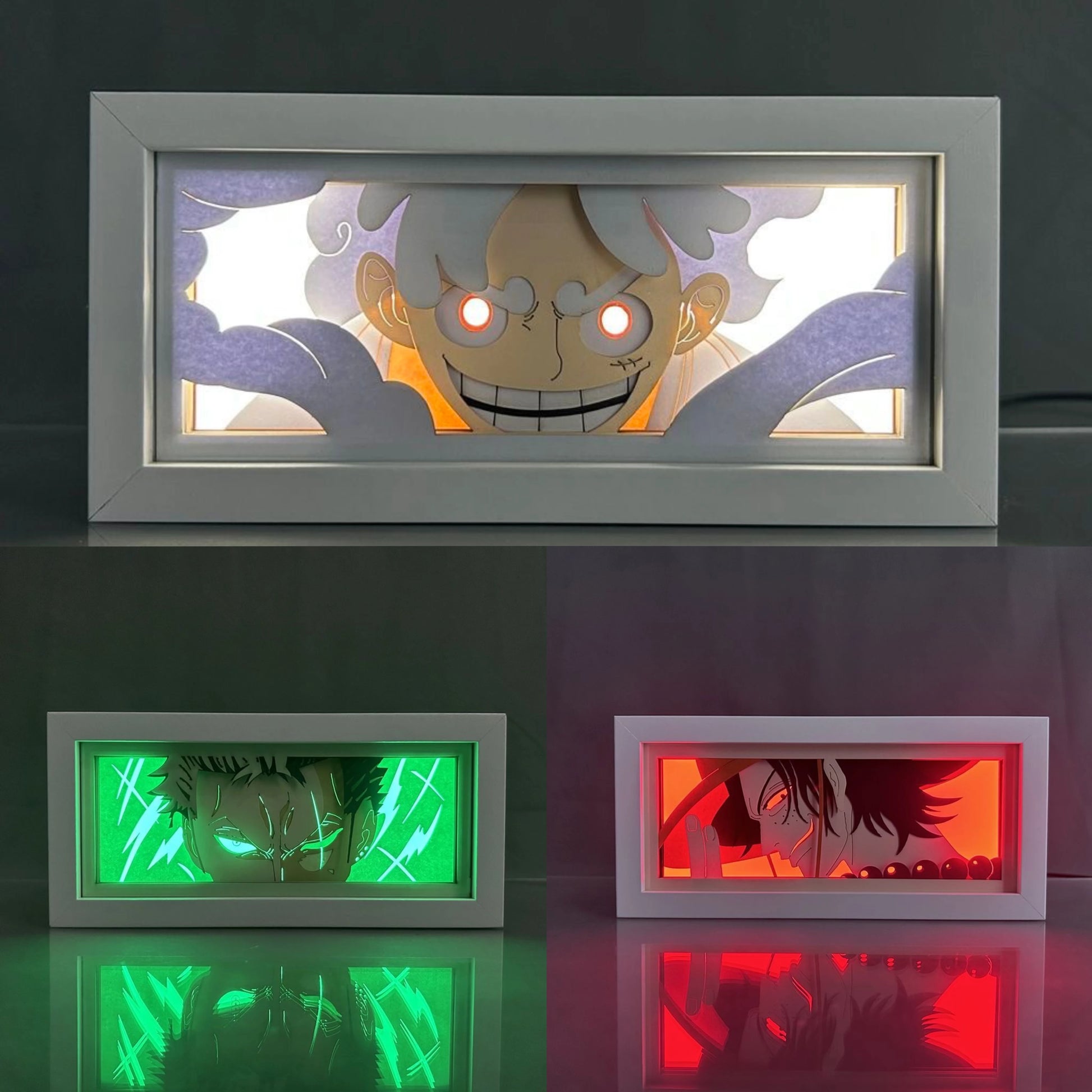 9 Styles One Piece Night Light Paper Carving Lamp Anime Figure Nika Luffy Roronoa Zoro Ace Model Bedroom Decoration Toy Gift