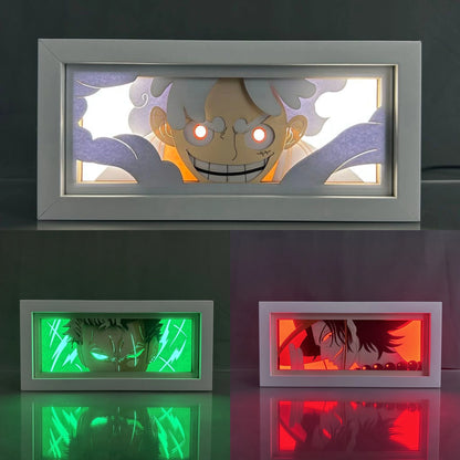 9 Styles One Piece Night Light Paper Carving Lamp Anime Figure Nika Luffy Roronoa Zoro Ace Model Bedroom Decoration Toy Gift