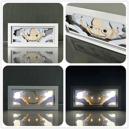 9 Styles One Piece Night Light Paper Carving Lamp Anime Figure Nika Luffy Roronoa Zoro Ace Model Bedroom Decoration Toy Gift